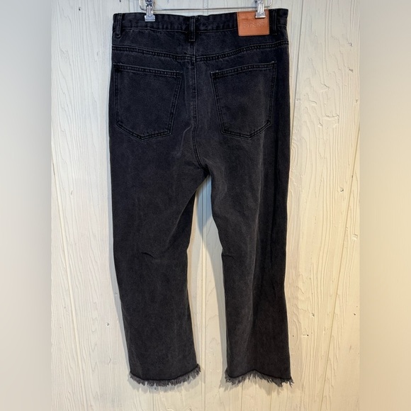 PRINCESS POLLY Zaneta Ripped Jeans in Washed Black Denim Sz 12 Straight - Picture 5 of 10